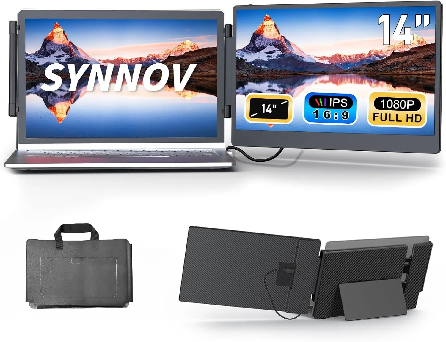 Synnov 14-Inch Portable Dual-Screen Monitor Extender